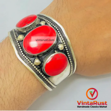 Load image into Gallery viewer, Coral Stones Handmade Adjustable Cuff Bracelet
