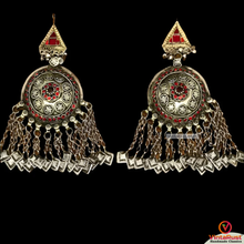 Load image into Gallery viewer, Tribal Oversized Glass Stones Earrings
