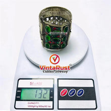 Load image into Gallery viewer, Vintage Gypsy Cuff Bracelet With Big Glass Stones
