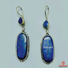 Load image into Gallery viewer, Lapis Lazuli Long Dangle Statement Earrings
