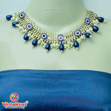 Load image into Gallery viewer, Blue Glass Stones Silver Kuchi Jewelry Set
