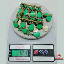 Load image into Gallery viewer, Tribal Green Stone Choker Necklace With Earrings
