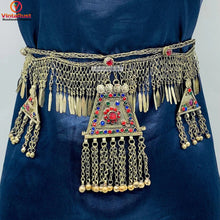 Load image into Gallery viewer, Silver Kuchi Belly Belt With Dangling Pendants
