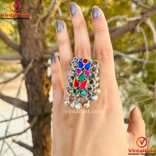 Load image into Gallery viewer, Multicolor Glass Stones Kuchi Statement Ring
