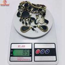 Load image into Gallery viewer, Tribal Black Stones Necklace With Earrings Jewelry Set
