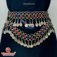 Load image into Gallery viewer, Tribal Belly Dance Belt With Multicolor Glass Stones
