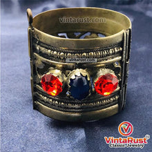 Load image into Gallery viewer, Nomadic Red and Blue Glass Stone Cuff Bracelet
