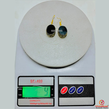 Load image into Gallery viewer, Black Stone Oval Shape Drop Dangle Hook Earrings

