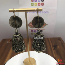 Load image into Gallery viewer, Antique Tribal Glass Stones Jhumka Earrings
