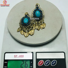 Load image into Gallery viewer, Handmade Turquoise Boho Chandelier Dangle Earrings
