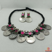 Load image into Gallery viewer, Vintage Coins Antique With Glass Stones jewelry set
