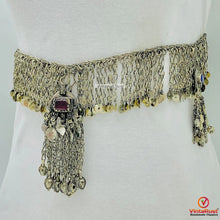 Load image into Gallery viewer, Tribal Silver Kuchi Belly Belt With Dangling Tassels
