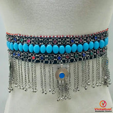 Load image into Gallery viewer, Handmade Belly Dance Belt With Turquoise Stones
