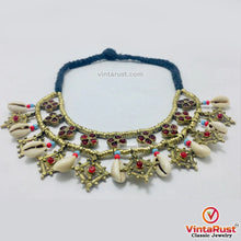 Load image into Gallery viewer, Vintage Choker Necklace With Dangling Golden Motifs and Shells
