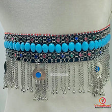 Load image into Gallery viewer, Handmade Belly Dance Belt With Turquoise Stones
