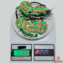 Load image into Gallery viewer, Green Amulet Choker Necklace With Earrings
