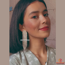 Load image into Gallery viewer, Shiny Rhinestone Long Tassel Earrings

