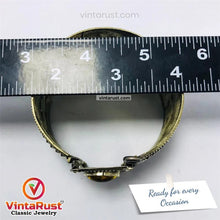 Load image into Gallery viewer, Vintage Gypsy Cuff Bracelet With Yellow Glass Stones
