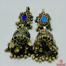 Load image into Gallery viewer, Handmade Jhumka Earrings with Glass Stones
