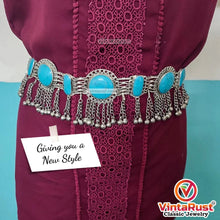 Load image into Gallery viewer, Turquoise Stone Belt, Afghan Tribal Belly Dance Belt

