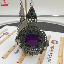 Load image into Gallery viewer, Purple Round Tribal style Earrings
