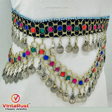 Load image into Gallery viewer, Tribal Belly Dance Belt With Multicolor Glass Stones
