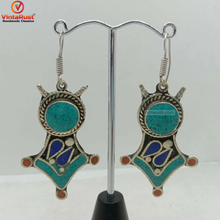 Load image into Gallery viewer, Turquoise Dangle Earrings, Nepalese Earrings
