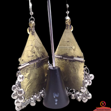 Load image into Gallery viewer, Tribal Dangle with Red and Blue Glass Stones Earrings
