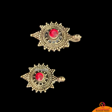 Load image into Gallery viewer, Tribal Stud Earrings With Red Glass Stone
