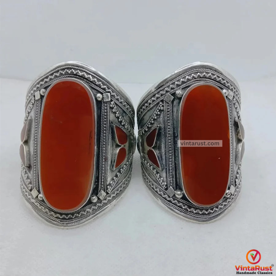 Handmade Big Stone Tribal Cuff Bracelet