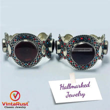 Load image into Gallery viewer, Handmade Tribal Stones Cuff Bracelet, Kuchi Jewelry
