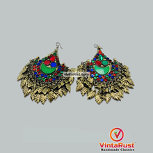 Load image into Gallery viewer, Multicolor Handmade Big Oversized Kuchi Earrings
