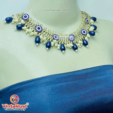 Load image into Gallery viewer, Blue Glass Stones Silver Kuchi Jewelry Set
