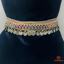 Load image into Gallery viewer, Vintage Coins Belt With Beaded Work and Laces
