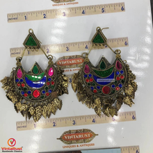 Load image into Gallery viewer, Kuchi Multicolor Glass Stones Antique Massive Earrings
