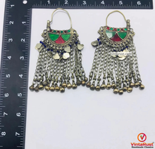 Load image into Gallery viewer, Red and Green Earring With Oversized Bells Chaandbaliyaan
