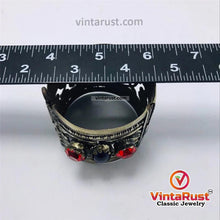 Load image into Gallery viewer, Nomadic Red and Blue Glass Stone Cuff Bracelet
