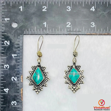 Load image into Gallery viewer, Boho Turquoise Sterling Silver Dangle Earrings
