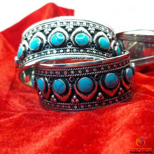 Load image into Gallery viewer, Boho Kuchi Cuff Bracelet With Stones
