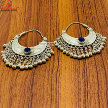 Load image into Gallery viewer, Kuchi Vintage Silver Earrings With Long Bells
