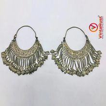 Load image into Gallery viewer, Silver Kuchi Vintage Massive Hoop Style Earrings
