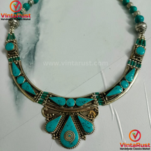 Load image into Gallery viewer, Statement Turquoise Choker Necklace, Nepalese Jewelry Necklace
