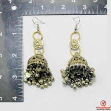 Load image into Gallery viewer, Antique Silver Dangle Jhumka Earrings
