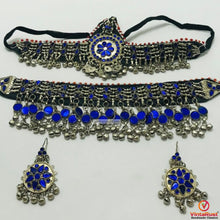 Load image into Gallery viewer, Blue Glass Stones Ethnic jewellery Set

