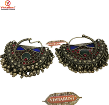 Load image into Gallery viewer, Kuchi Vintage Earrings, Boho Earrings, Hoop Earrings
