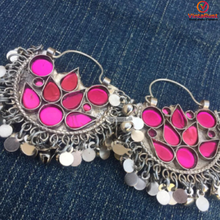 Load image into Gallery viewer, Silver Kuchi Bali Pink Earrings
