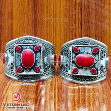 Load image into Gallery viewer, Handmade Boho Cuff Bracelet inlaid With Stones
