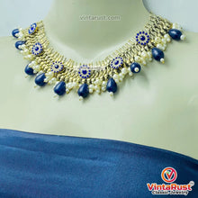 Load image into Gallery viewer, Blue Glass Stones Silver Kuchi Jewelry Set

