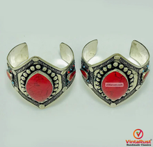 Load image into Gallery viewer, Adjustable Red Coral Gemstone Wide Bracelet
