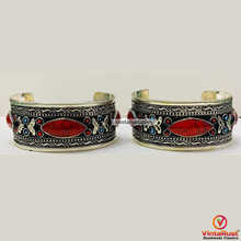 Load image into Gallery viewer, Antique Inlaid Stone Cuff Bracelet
